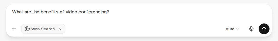 Input bar with a typed prompt and web search as a chip