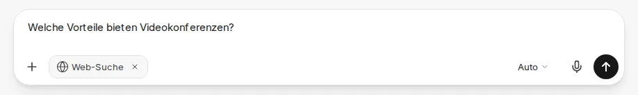 Eingabeleiste mit einem eingegebenen Prompt und der Websuche als Chip