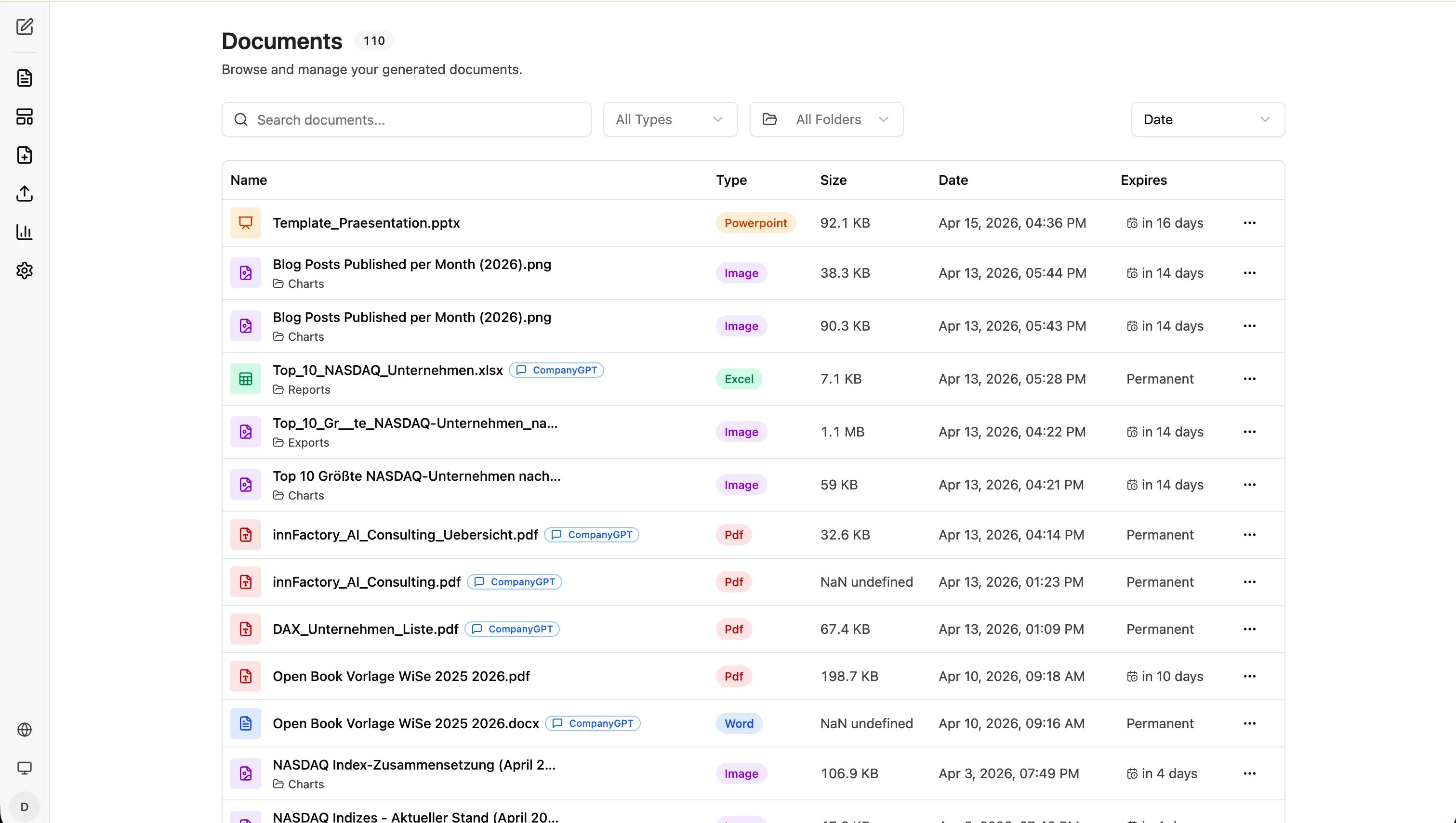 Documents view