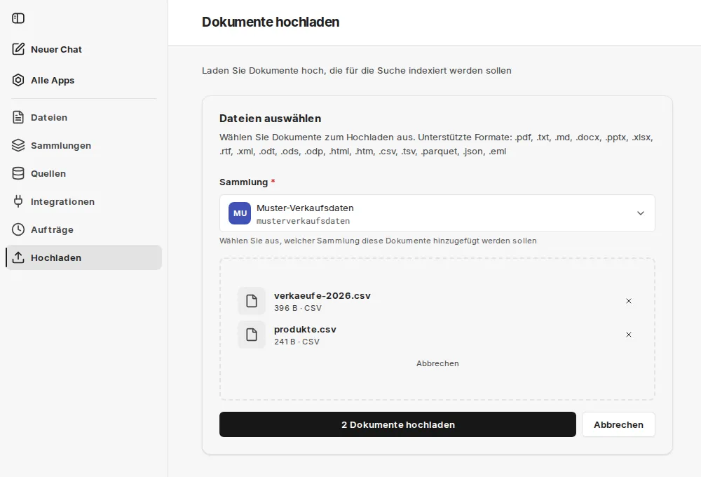 Import mehrerer CSV-Dateien mit Auswahl der Zielsammlung