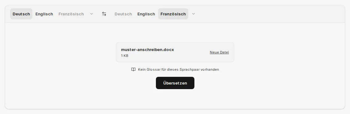 Hochgeladene Datei ohne verfügbares Glossar