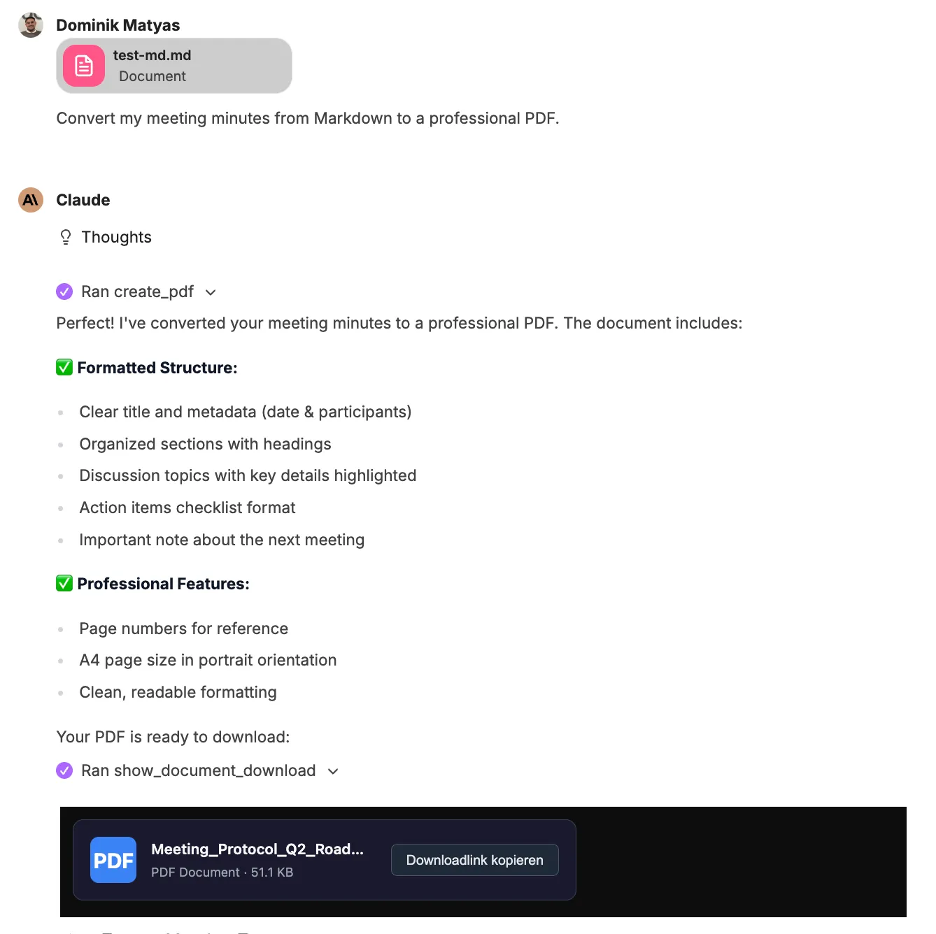 Meeting Minutes in PDF Chat