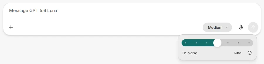Open reasoning effort slider (Thinking) in the input bar