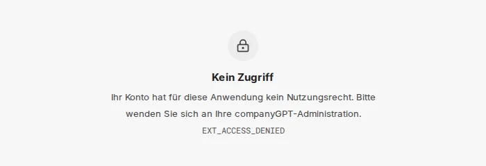 Statusseite Kein Zugriff mit Begründung und dem Code EXT_ACCESS_DENIED