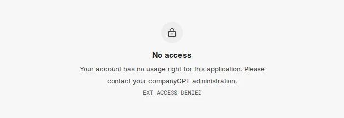 No access status page with the reason and the code EXT_ACCESS_DENIED