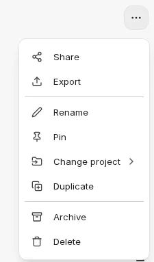 Open Chat options menu with Share, Export, and further actions