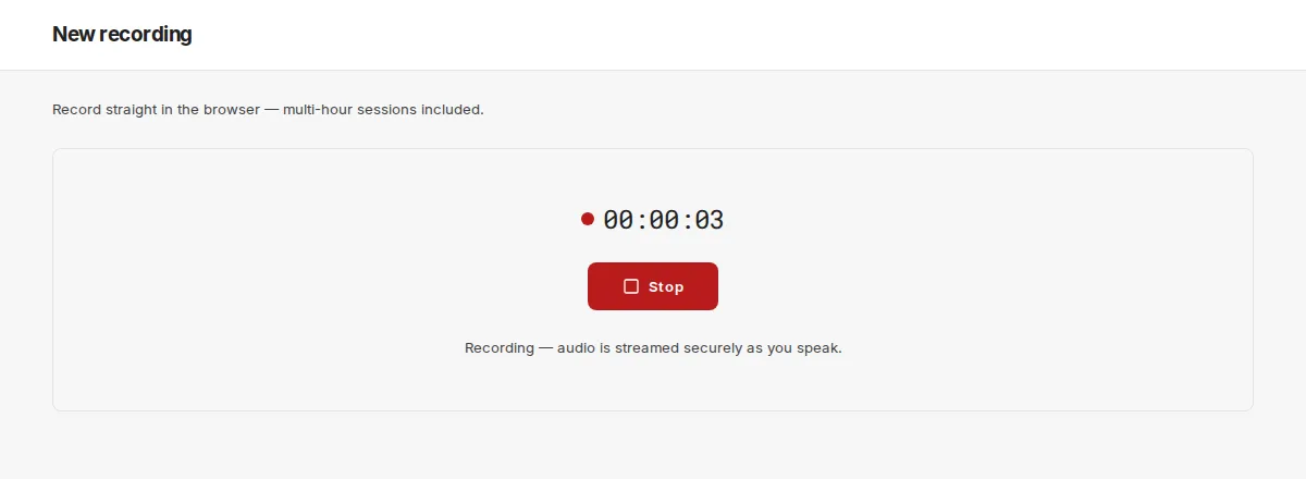 A running recording with a timer and the stop button