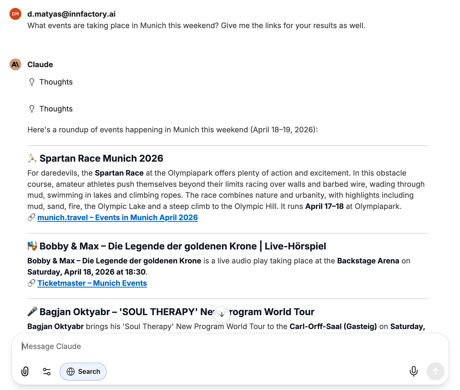 Web Search with sources